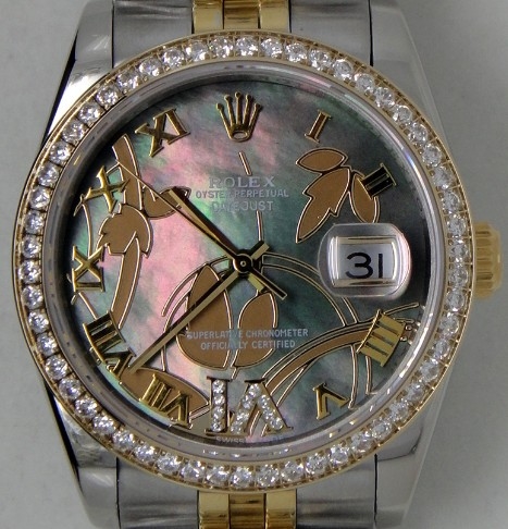 Special Edition Rolex Datejust Watch: 2-Tone Black MOP Special Edition Rolex Datejust Watch: 2-Tone Black MOP